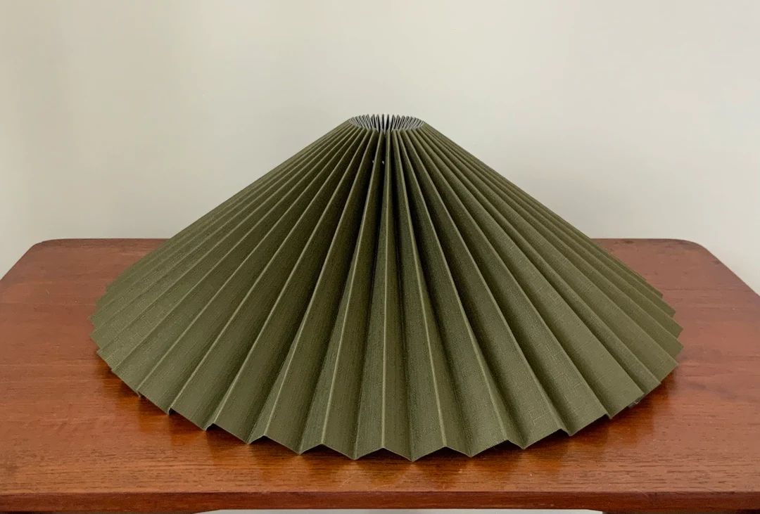 Clip on Shade: Olive Green Linen Mix Pleated Lampshade - Etsy | Etsy (US)