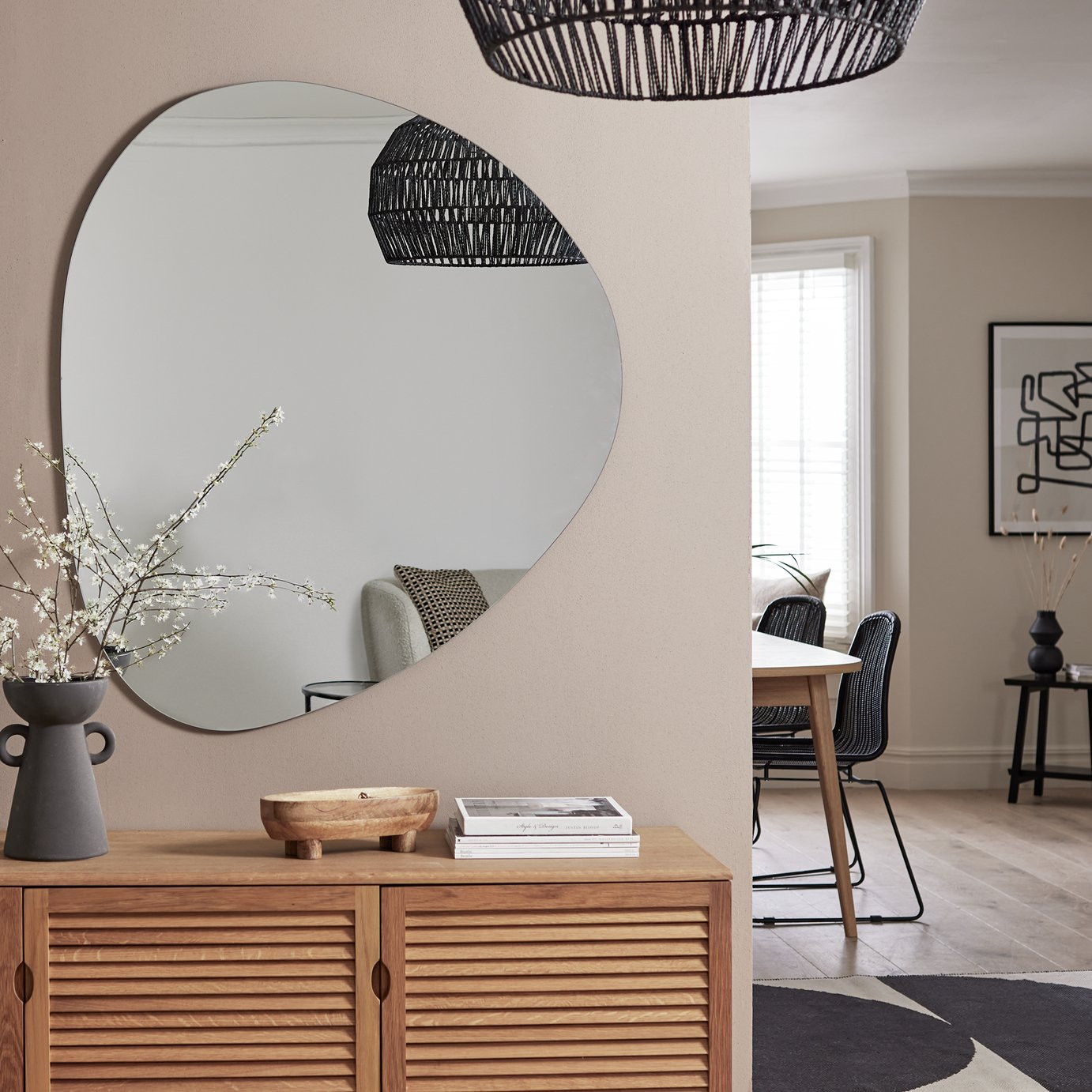 Habitat Black Frameless Irregular Wall Mirror - 109x94cm | argos.co.uk