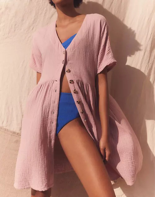 Lightspun Button-Front Mini Dress | Madewell