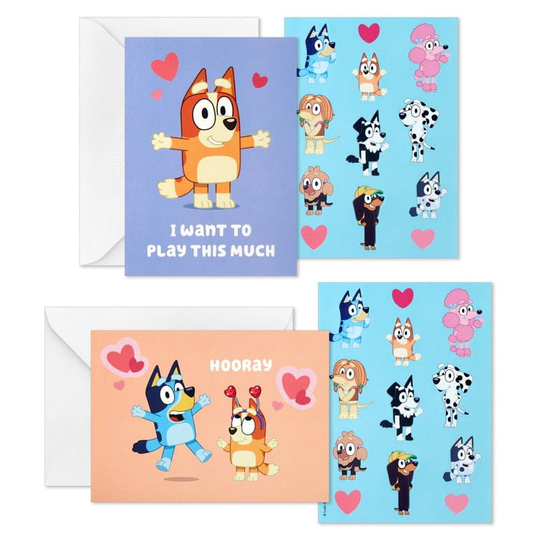 Hallmark Bluey Valentine's Day Cards and Stickers for Kids School (24 Classroom Valentines with E... | Walmart (US)