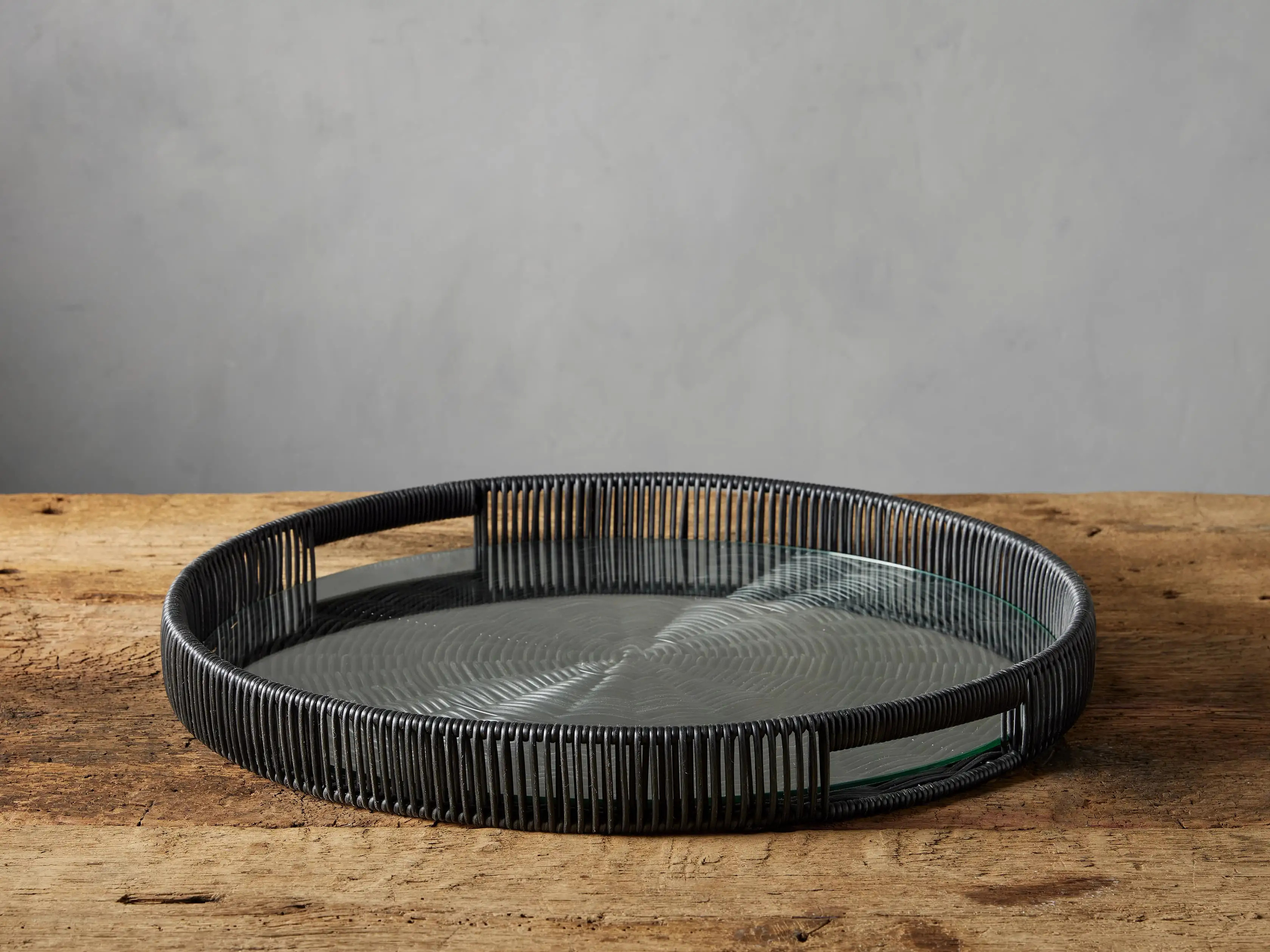 Malawi Round Tray in Black | Arhaus