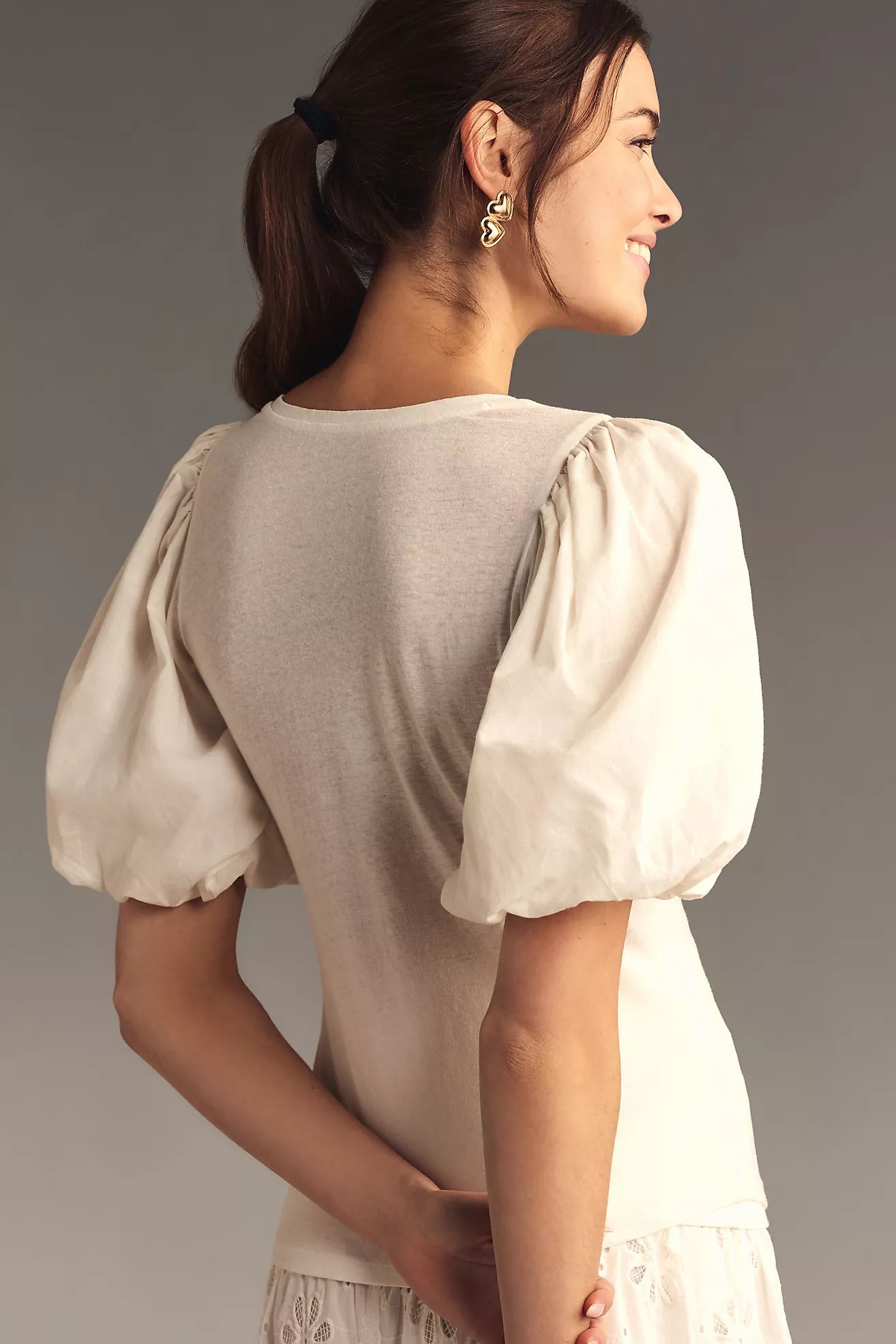 By Anthropologie Puff-Sleeve V-Neck Top | Anthropologie (US)