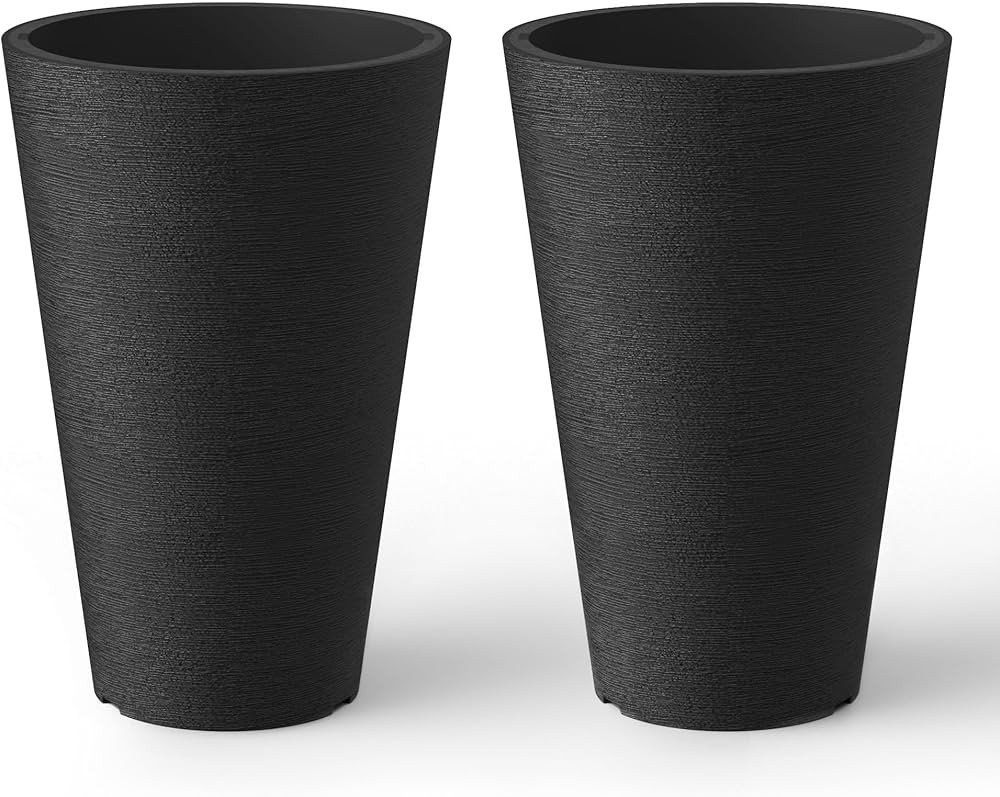Kante Tall Round Planter Set of 2, 13 Inch Tall Decorative Planter Pots for Outdoor Indoor Garden... | Amazon (US)