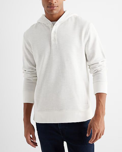 Waffle Knit Henley Hoodie | Express