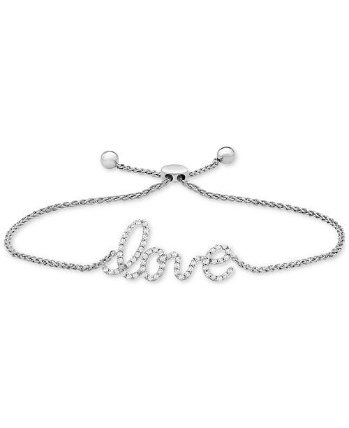 Wrapped™ Diamond Love Bolo Bracelet (1/6 ct. t.w.) in 14k White Gold, Created for Macy's | Macys (US)