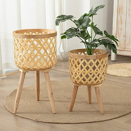 Bobasndm Indoor/Outdoor Wicker Basket with Removable Legs, Woven Planter Cover for All Weather, Planter Container - Plant Stand | Walmart (US)
