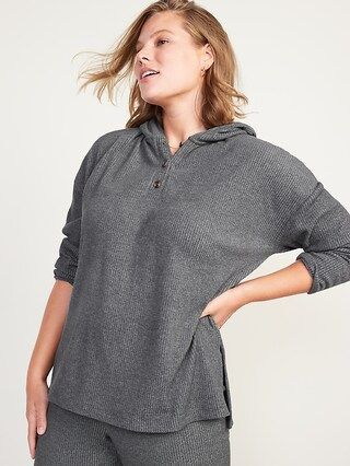 Cozy Oversized Rib-Knit Tunic Hoodie for Women | Old Navy (US)