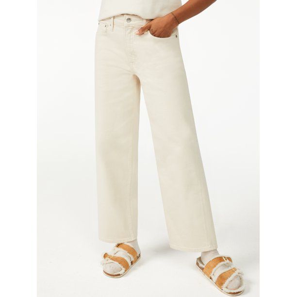 Free Assembly Women's Cropped Wide Leg Jeans - Walmart.com | Walmart (US)