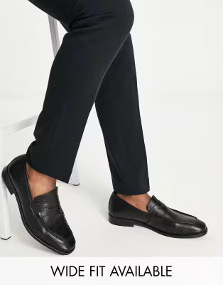 ASOS DESIGN black leather penny loafers | ASOS (Global)