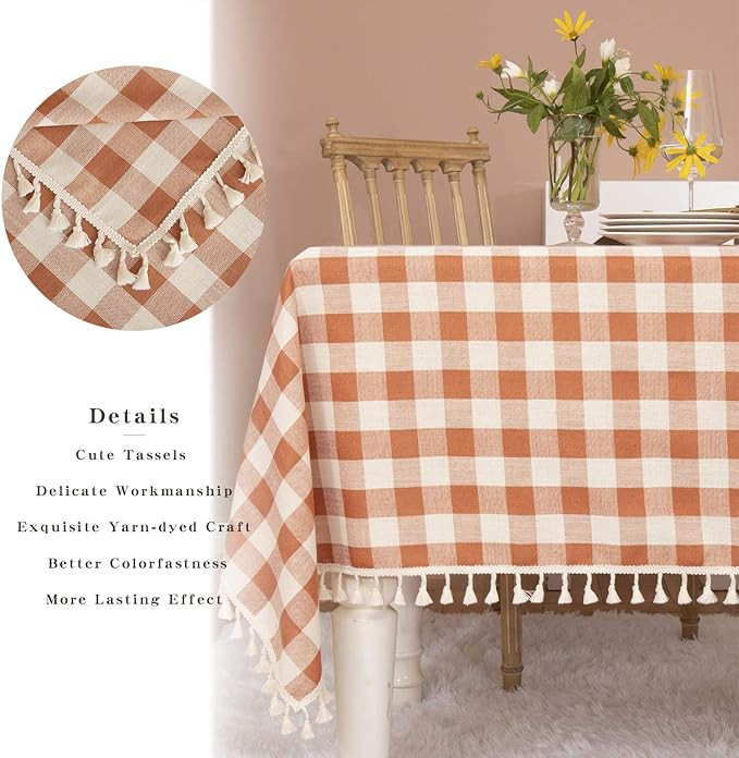 Amazon.com: Midsummer Breeze Rustic Plaid Square Tablecloth-Country Buffalo Check Cotton Table Cl... | Amazon (US)