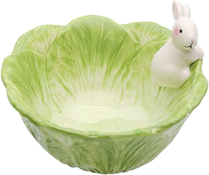 Happyyami 1pc Easter Bunny Bowl Ceramic Cabbage Shaped Bowl with Rabbit Decor Lovely Rabbit Candy... | Amazon (US)