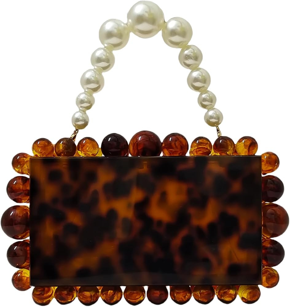 Acrylic Evening Handbag Marble Box Clutch Purse Women Beaded Party Prom Cocktail Bag | Amazon (US)