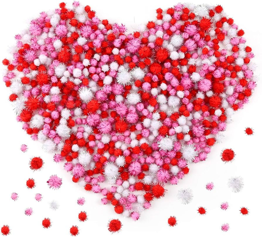 Caydo 650 Pieces Red Pom Poms, Small Craft Pompoms for Holiday DIY, Creative Crafts Valentine's D... | Amazon (US)