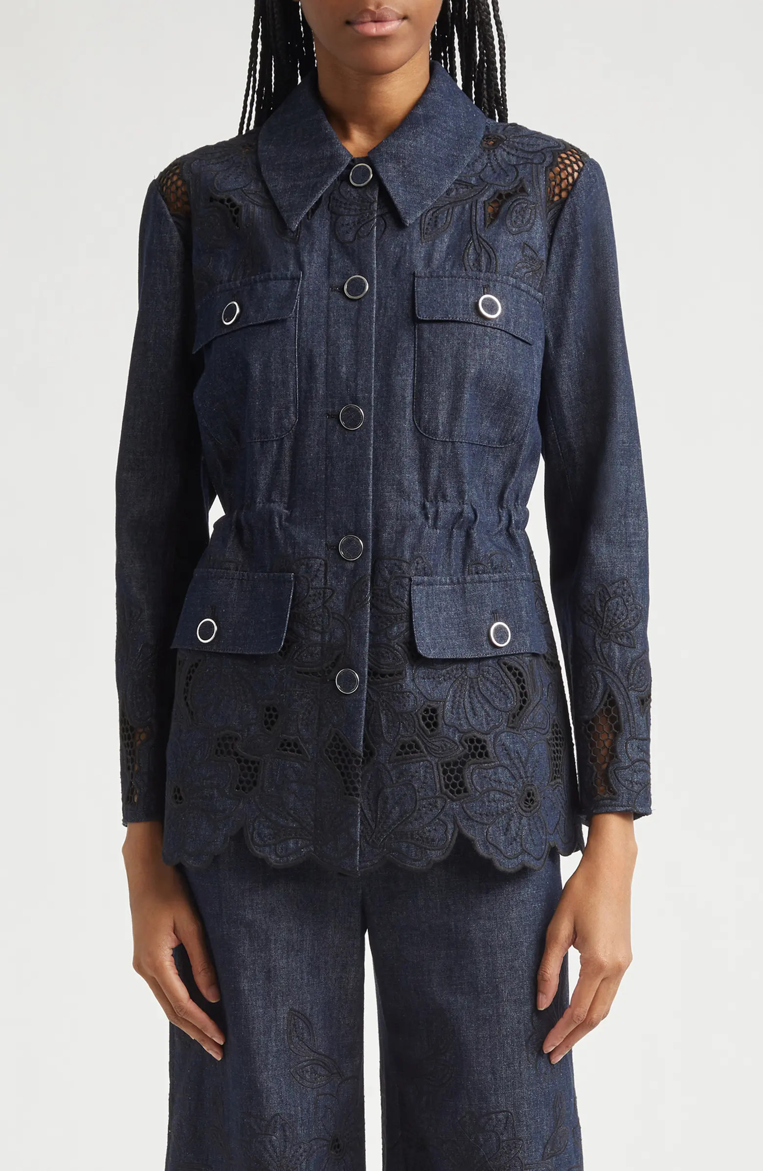 Kiki Embroidered Chambray Jacket | Nordstrom