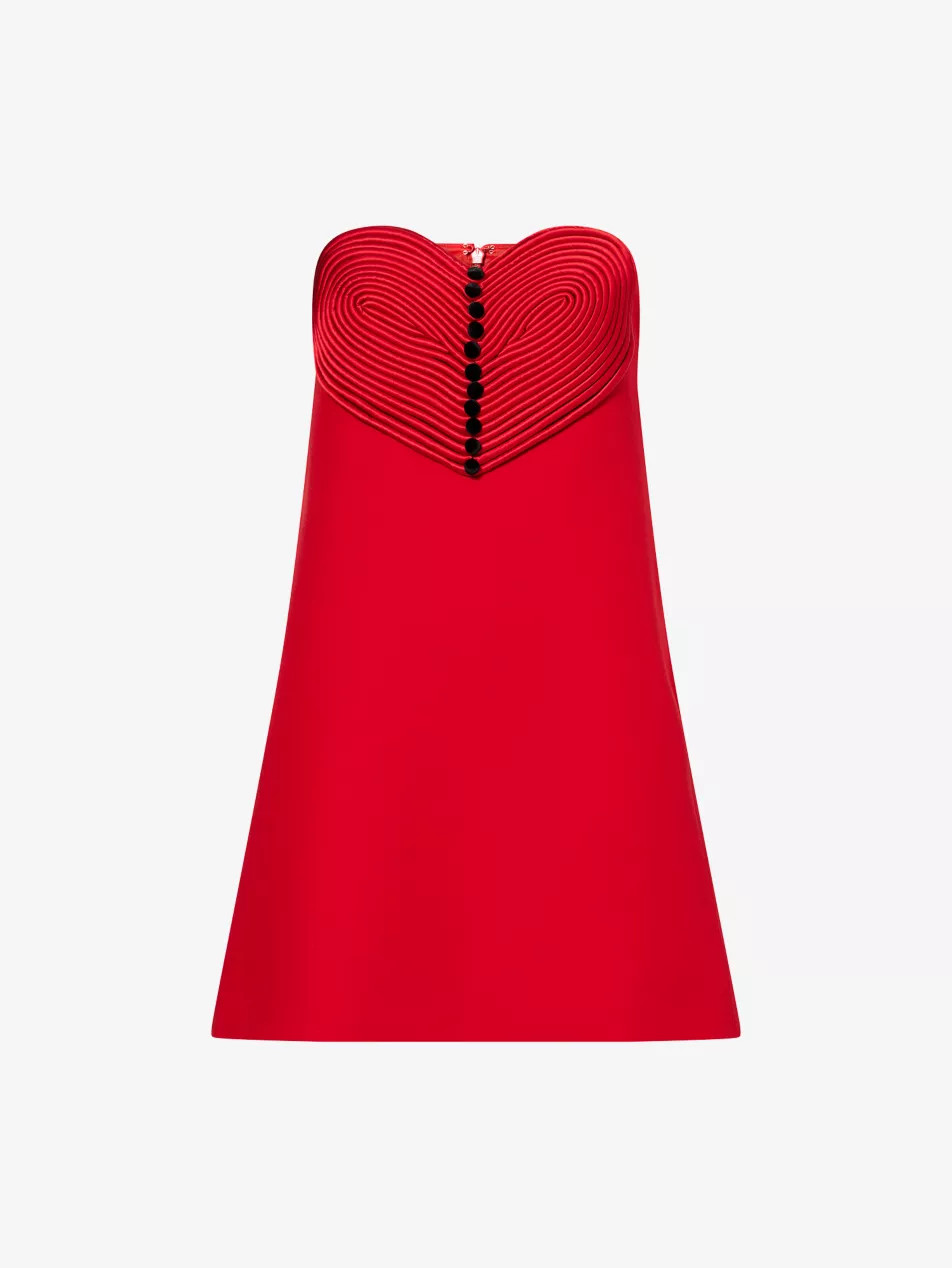 Heart-Appliqué Strapless Wool And Silk Mini Dress | Selfridges