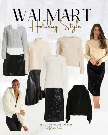 Walmart winter holiday style! So many cozy soft sweaters, Sherpa jackets and sequin skirts! @walmartfashion is so good this fall and winter season! 
#walmartpartner #walmartfashion @shop.ltk #liketkit

#LTKHoliday #LTKstyletip #LTKfindsunder50