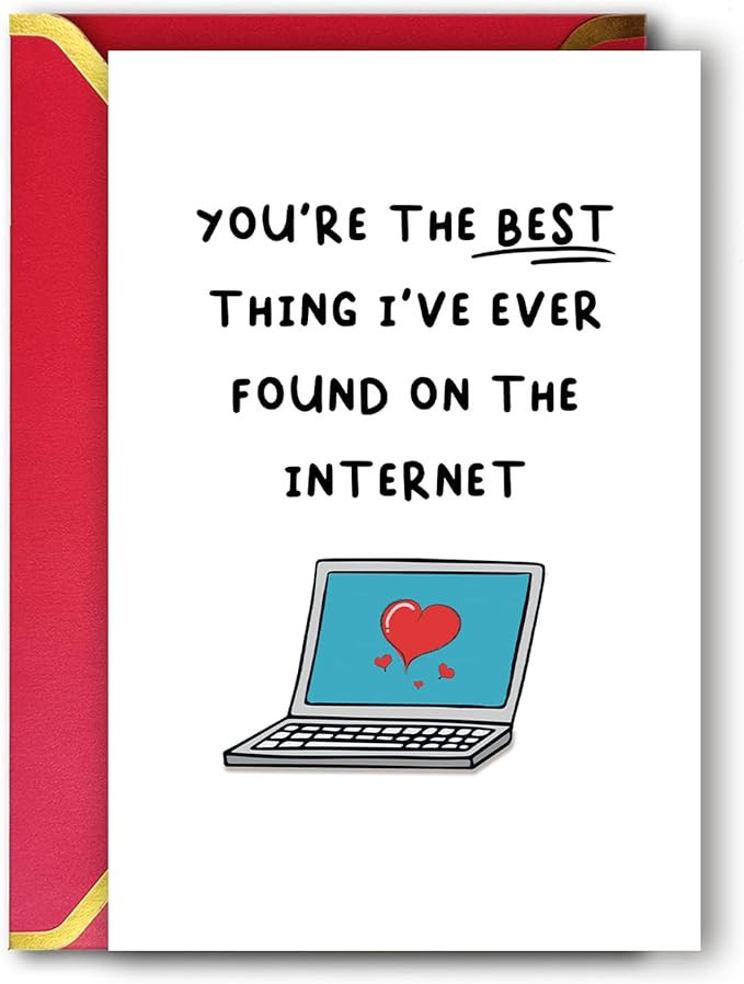 Funny Internet Dating Card for New Boyfriend, Cute Anniversary Card for Girlfriend, Happy 1 Year ... | Amazon (US)