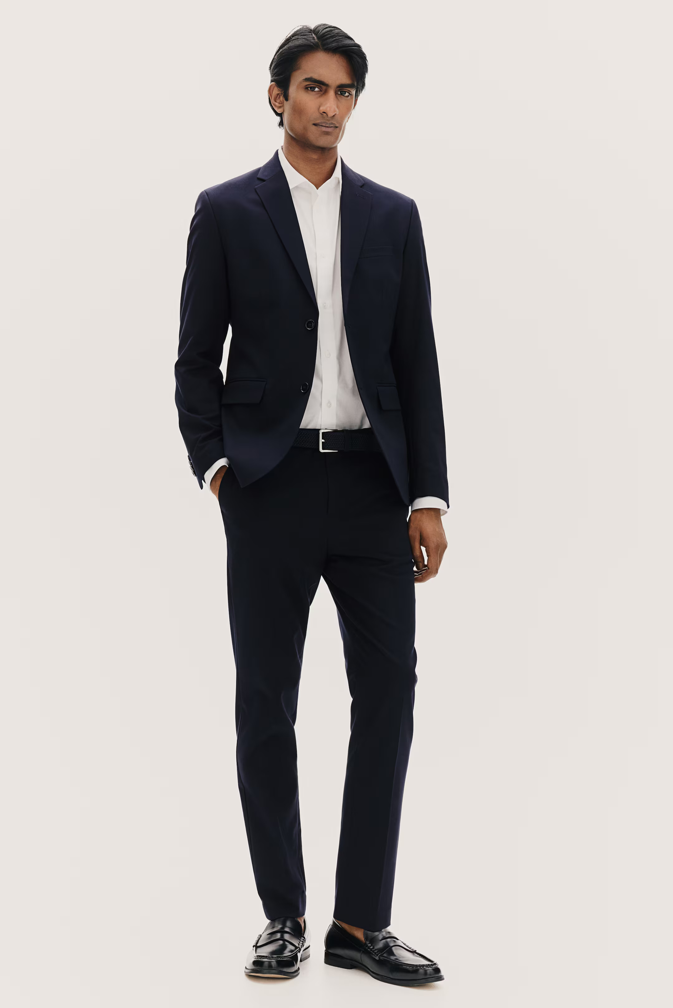 Slim Fit Single-Breasted Jacket - Navy blue - Men | H&M US | H&M (US + CA)