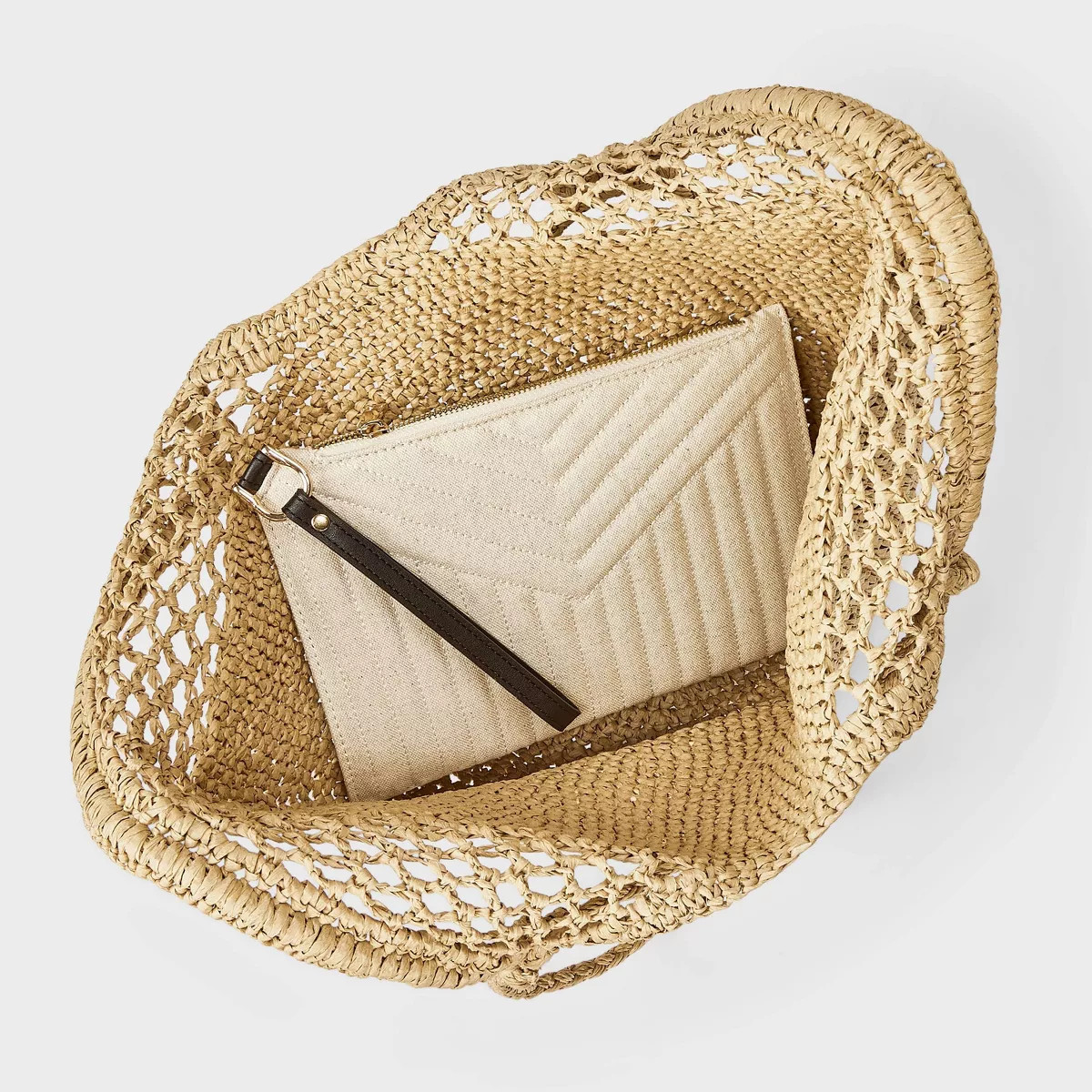 Straw Crochet Fan Tote Bag - A New Day™ Natural | Target