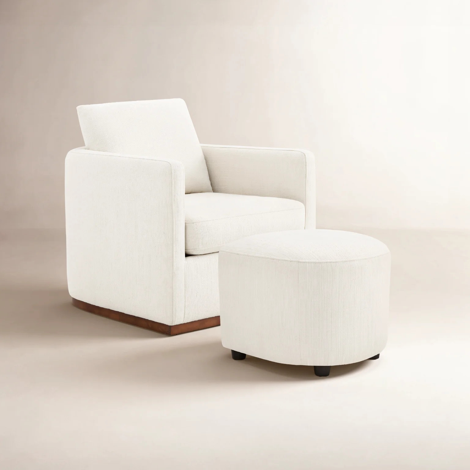 Bobbi Linen Swivel Armchair with Ottoman | Birch Lane