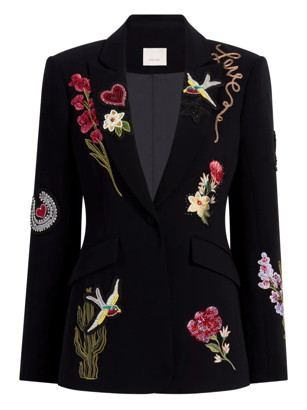 Cinq A Sept Amour-embroidered embellished blazer - Black | Farfetch Global