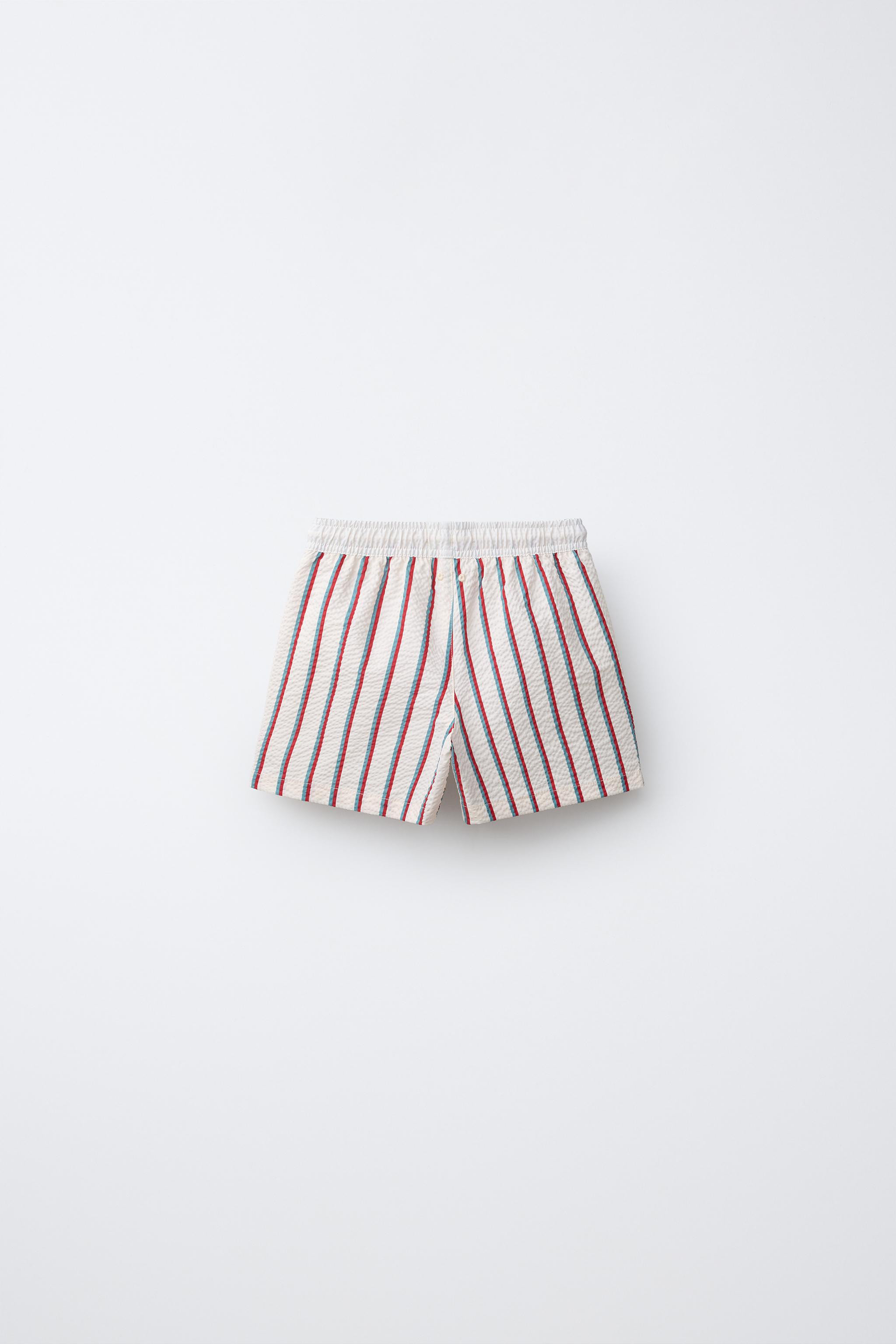 2-6 YEARS / TEXTURED STRIPED SWIM SHORTS | Zara US