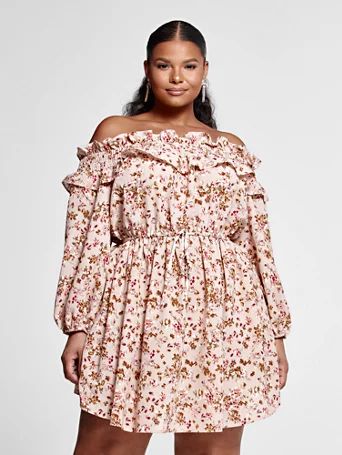 Leigh Off The Shoulder Floral Print Dress - Fashion To Figure | Fashion to Figure