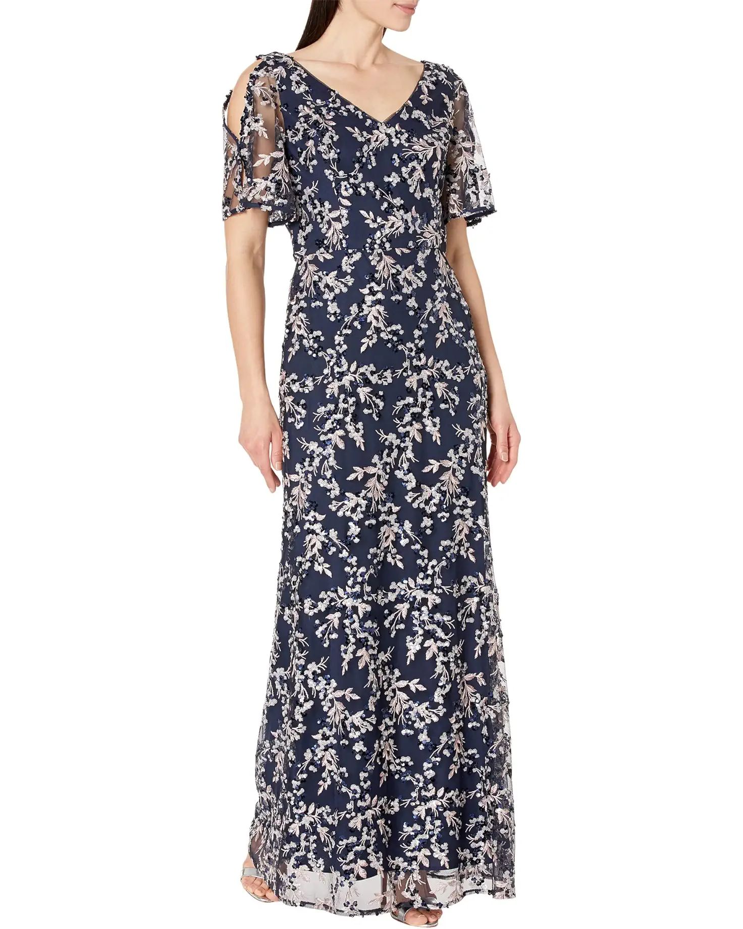 Long Embroidered Fit-and-Flare Dress | Zappos