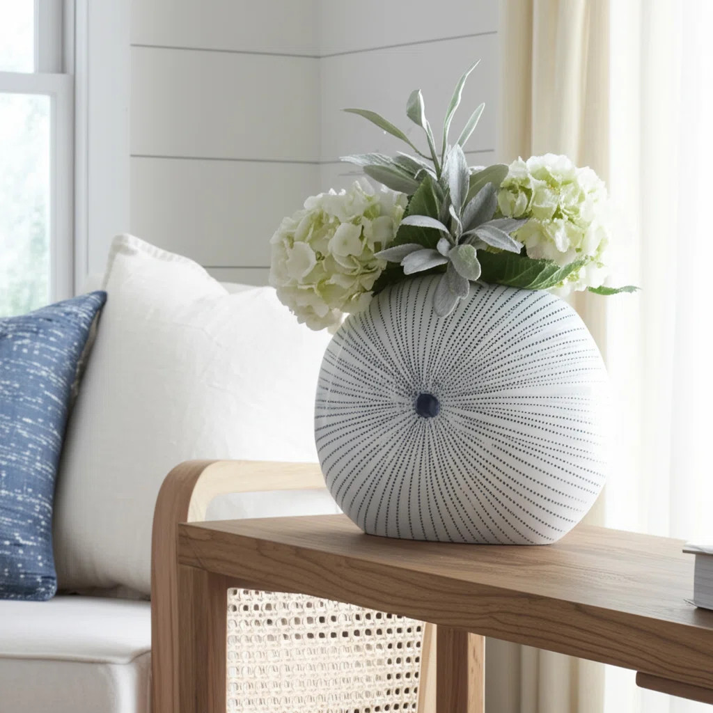 Vase Ceramic and Stoneware Decorative Modern Design with Unique Dotted Circular Detailing and Con... | Wayfair North America