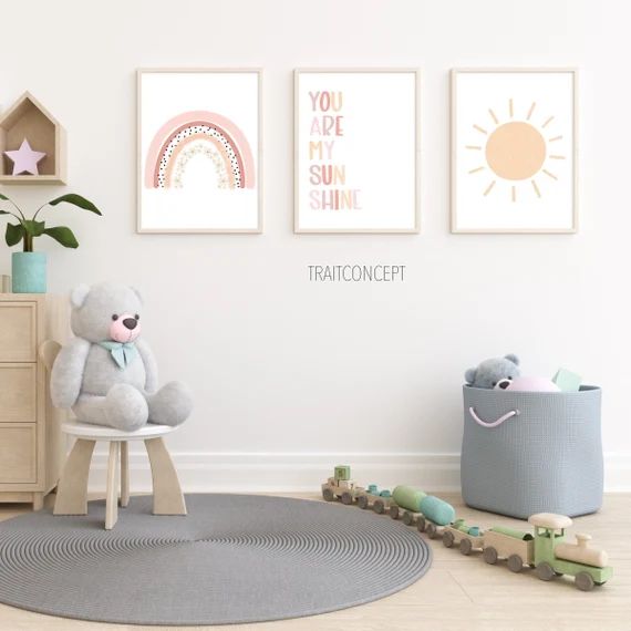 Rainbow Nursery Prints  Set of 3 Posters  You Are My | Etsy Canada | Etsy (CAD)