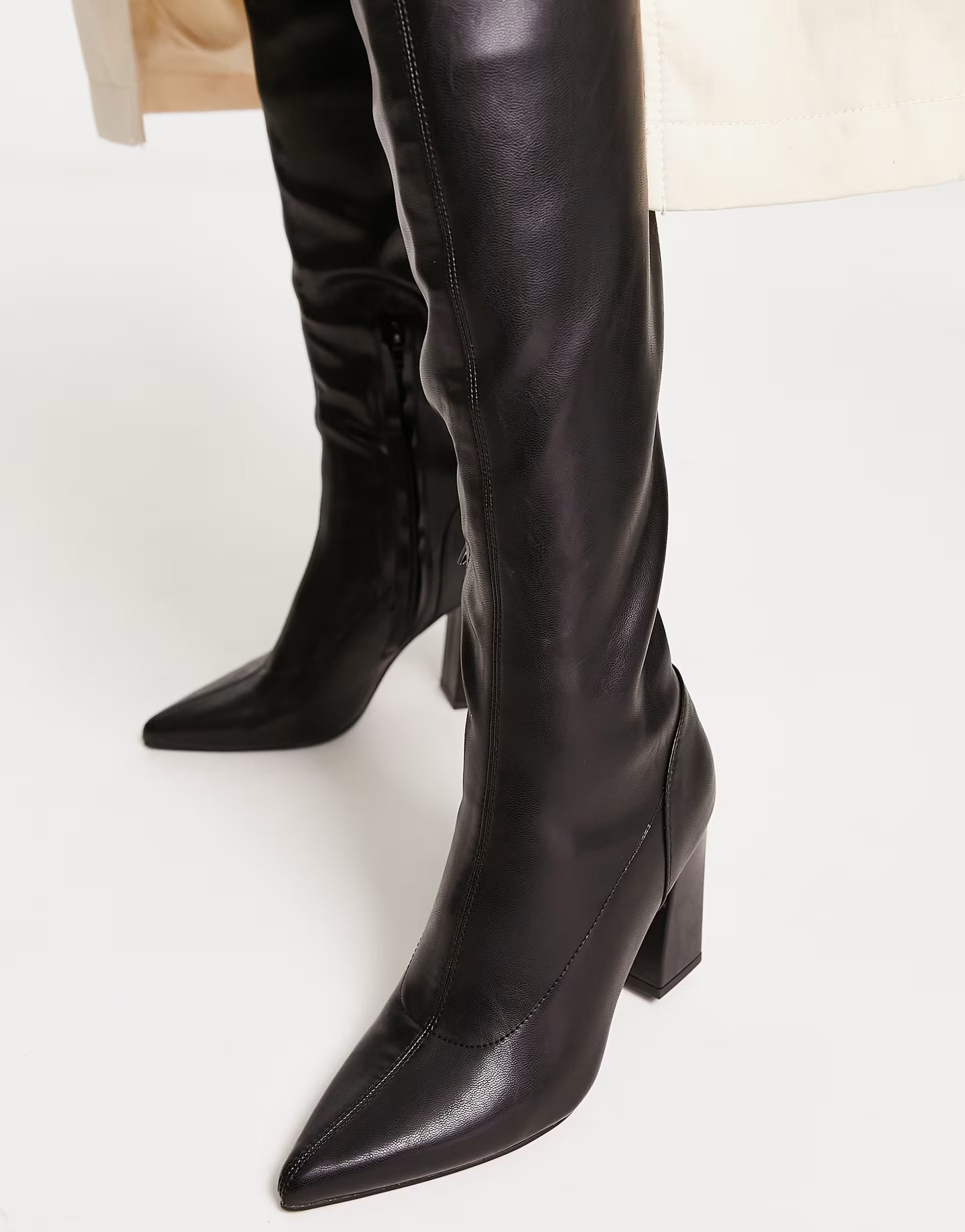 Glamorous Wide Fit second skin block heeled over the knee high boots in black exclusive to ASOS | ASOS (Global)