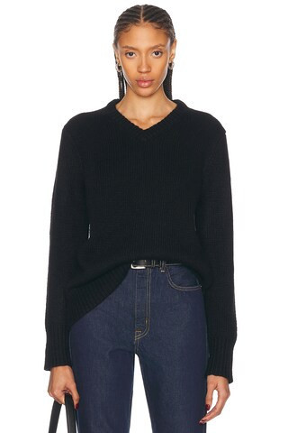 Jenni Kayne Cashmere Kate V-Neck Sweater in Black | FWRD 