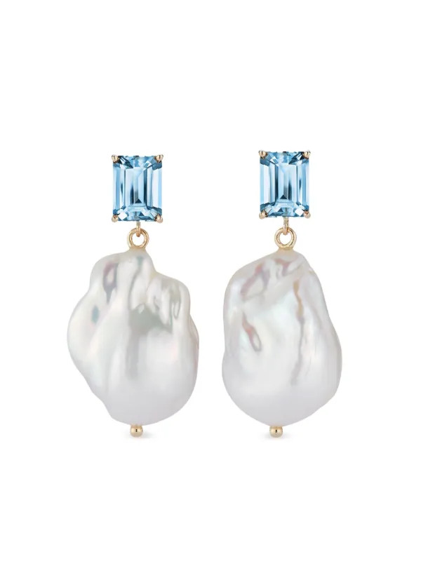 14K yellow gold pearl and topaz earrings | Farfetch Global