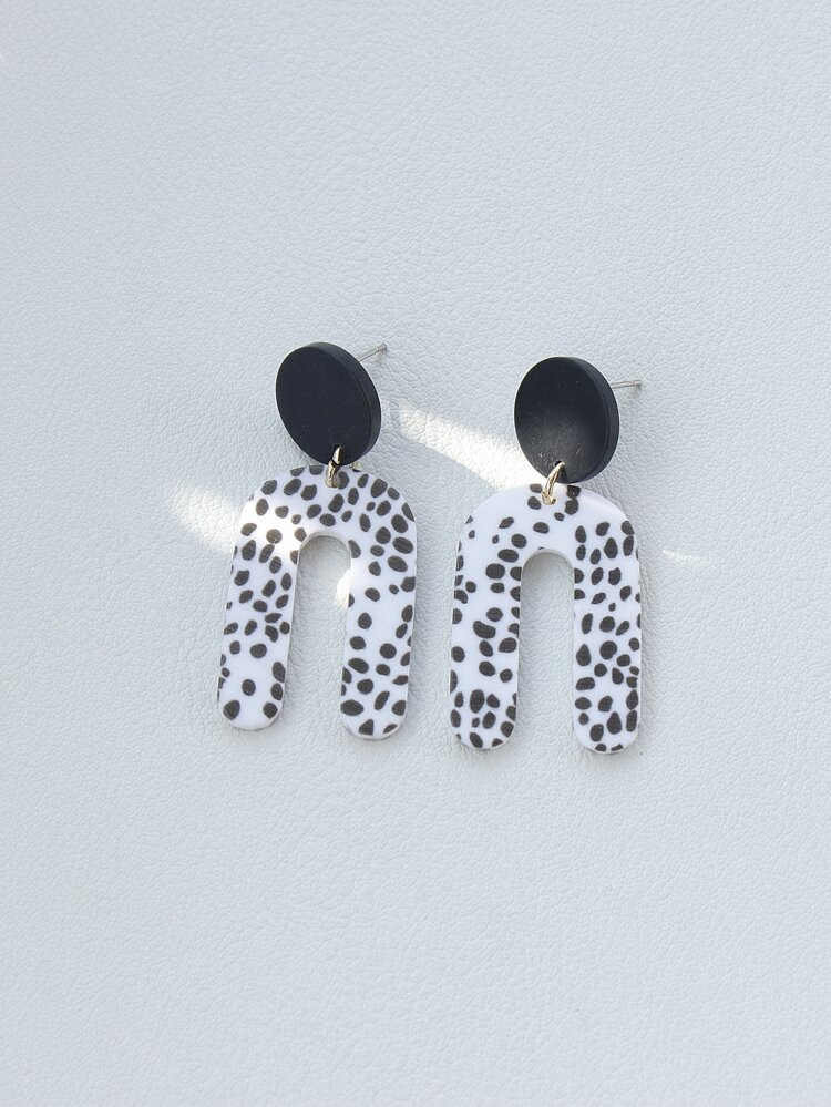 Dalmatian Print U Drop Earrings | SHEIN