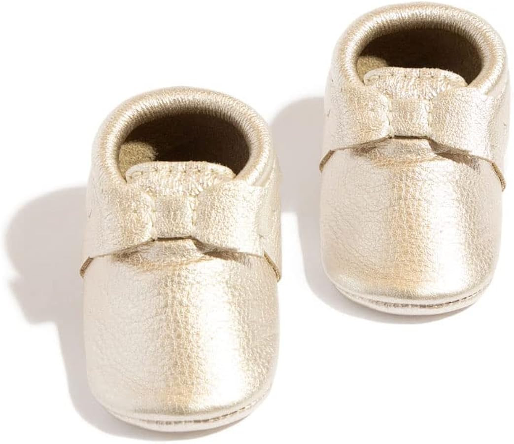 Freshly Picked Newborn Baby Girl Shoes, Ballet Flat Bow Moccasins, Blush | Amazon (US)