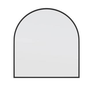 Glass Warehouse 30 in. W x 32 in. H Framed Arched Bathroom Vanity Mirror in Black MF-ARC-32X30-B ... | The Home Depot