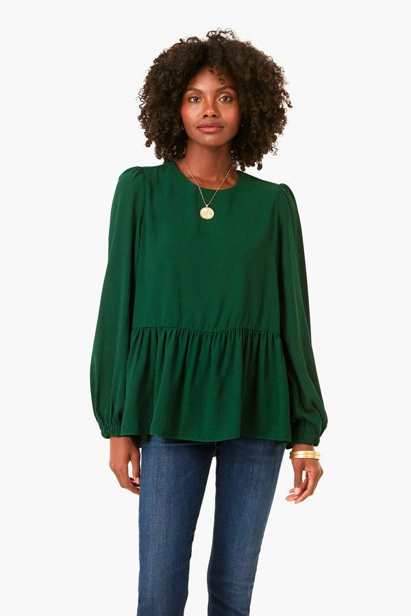 Hunter Green Carlota Blouse | Tuckernuck (US)