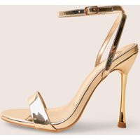 Soho Gold Metallic Barely There Strappy Stiletto Heels | Public Desire