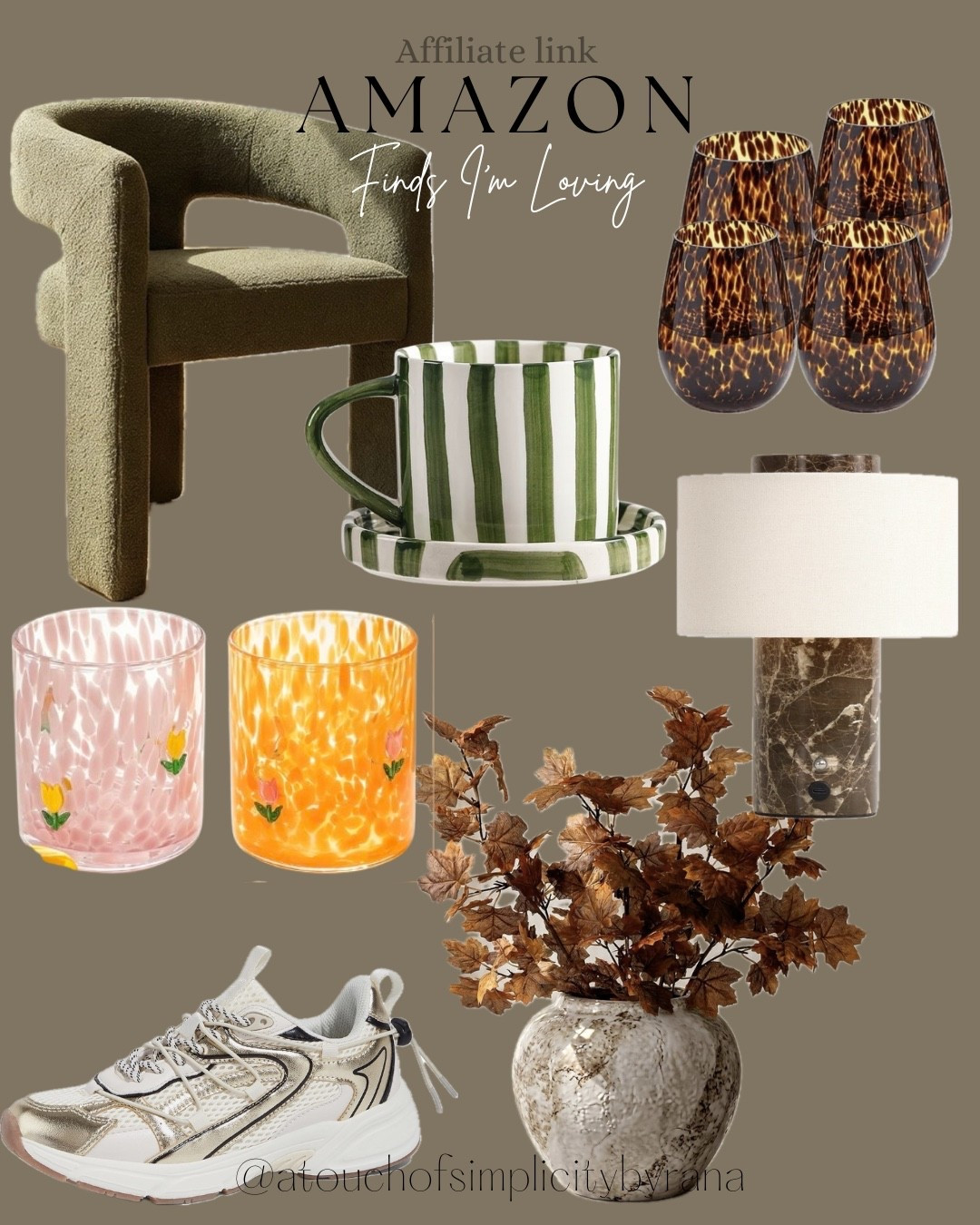 Loving those new finds from Amazon! 🤎

Glass cups, mug, fall home decor, fall vibes, autumn, affordable home decor, table lamp, marble lamp, maple leaf stems, fall stems, fall florals, sneakers, women , touch lamp, dining chairs, barrel chairs, coffee mug with saucer, tortoise leopard print glass cups, maple leaves branches, women athletic sneakers, juice glasses

#LTKHome #LTKSeasonal