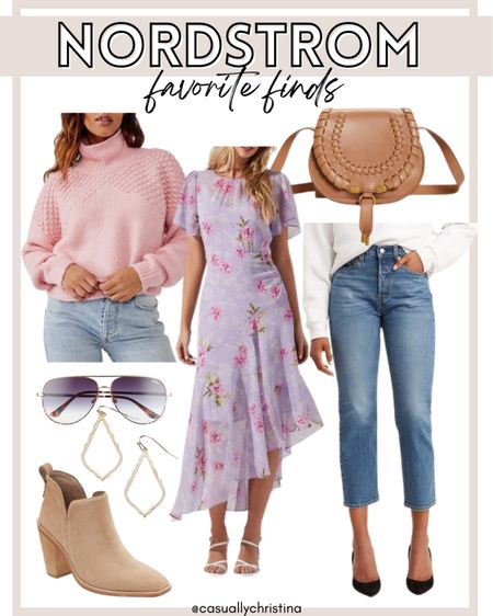 Nordstrom Favorite fashion finds! The Levi denim jeans are on sale too! Floral purple dress, Chloe crossbody bag (perfect to use for your everyday bag!) ankle boots, quay sunglasses, pink cable knit sweater, and Kendra Scott earrings 

Linked some more Nordstrom fashion finds! Leather bag, sunnies, fall trends, fall style, feminine style, affordable fashion, brown purse, fall family photos, Kendra Scott earrings, gifts for her, casual style, everyday style #ltkitbag #ltkbeauty #ltkshoecrush #ltksalealert

#LTKSeasonal #LTKunder100 #LTKstyletip