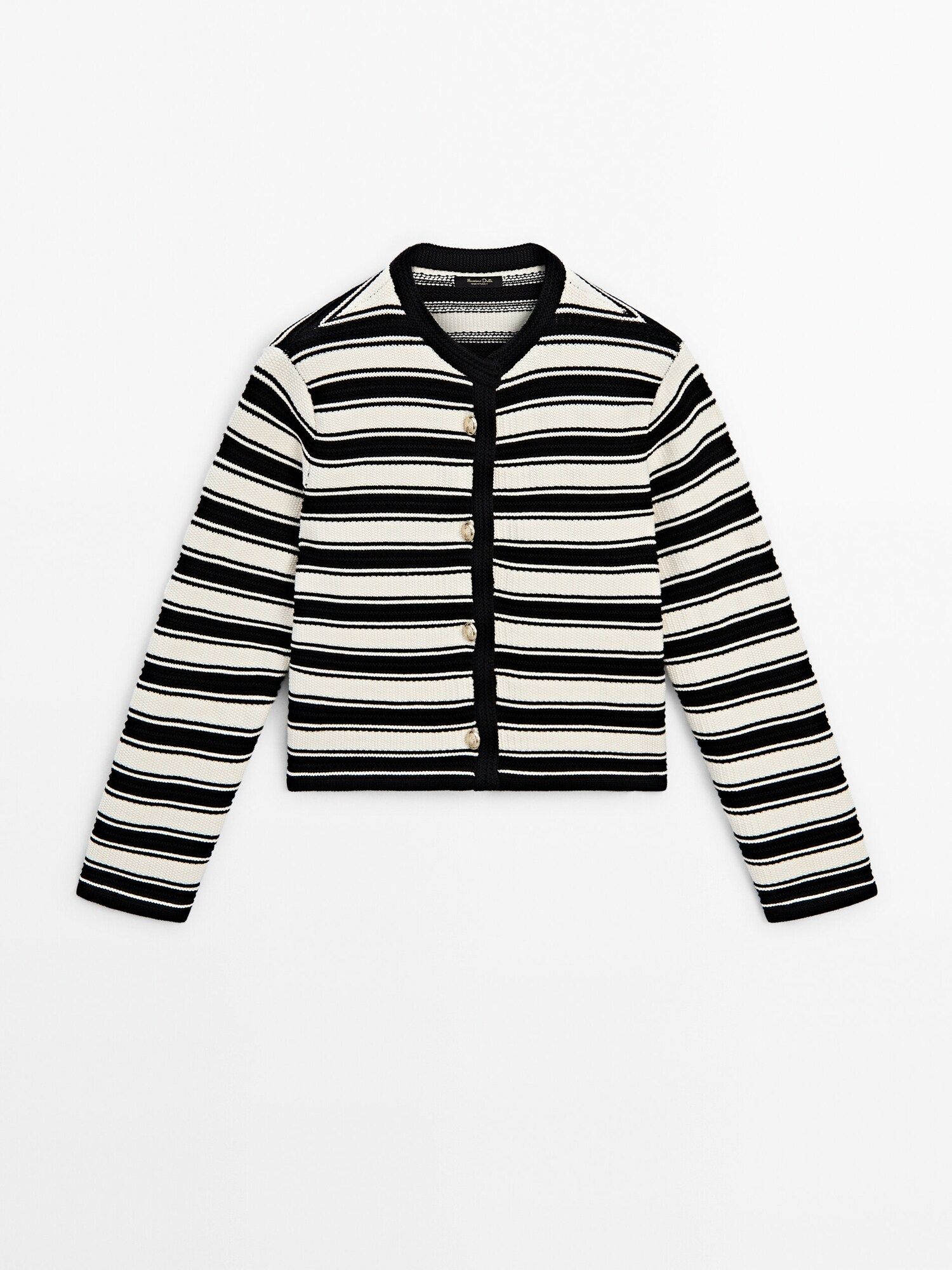 Knit cardigan with gold buttons | Massimo Dutti UK