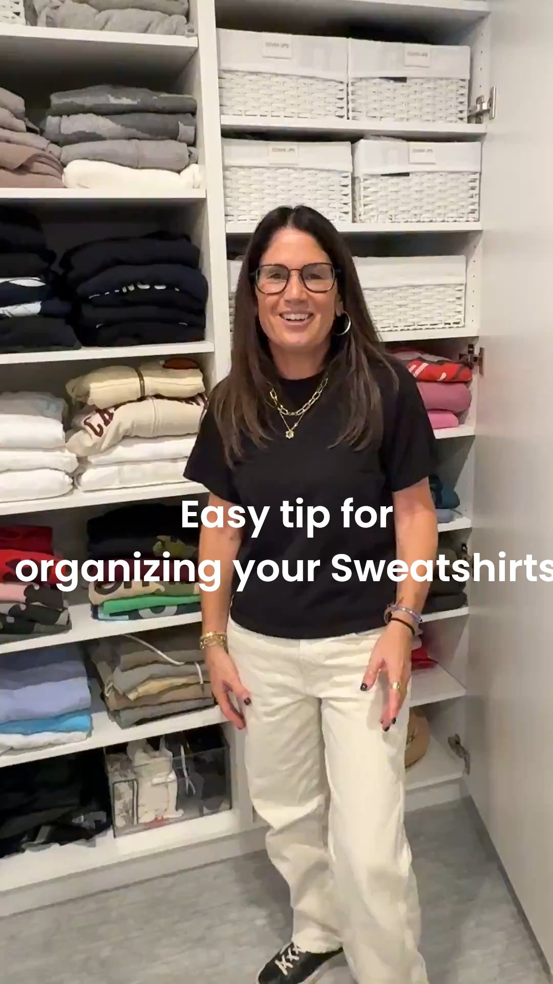 Easy tip for organizing your sweatshirts!

 