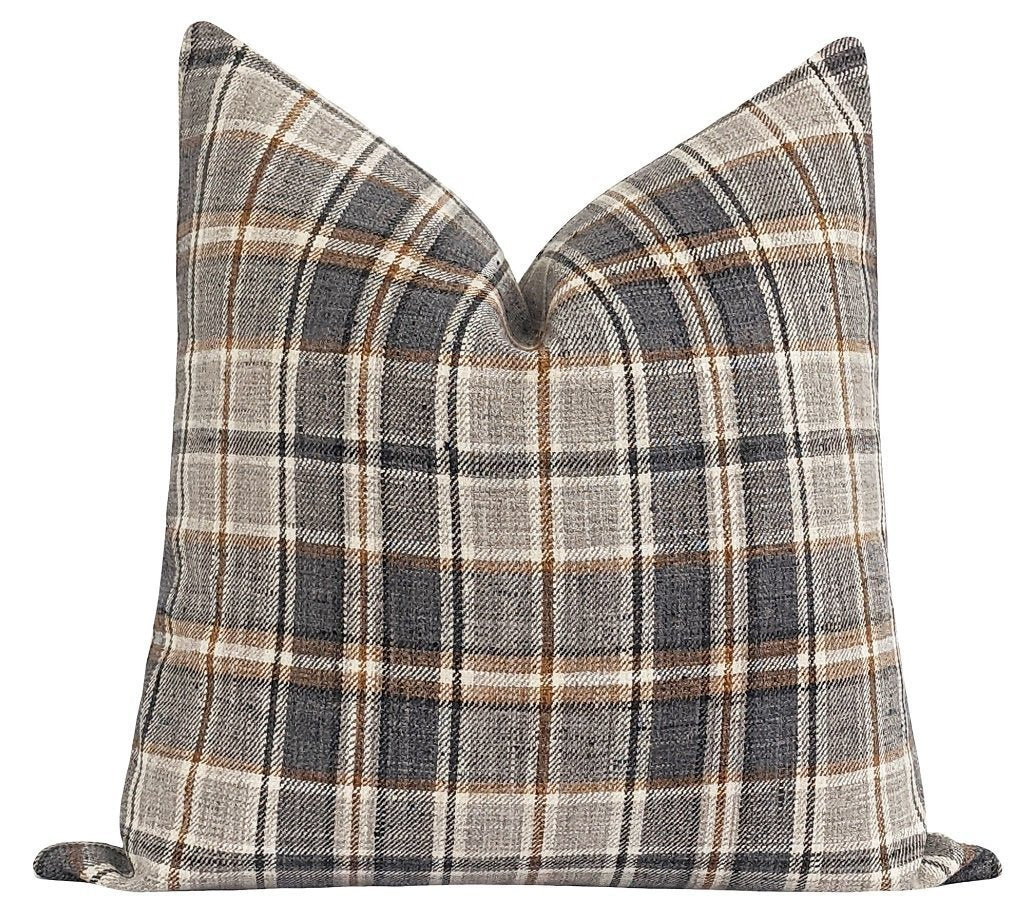 Hillsdale Charcoal Tartan Plaid Pillow | Land of Pillows