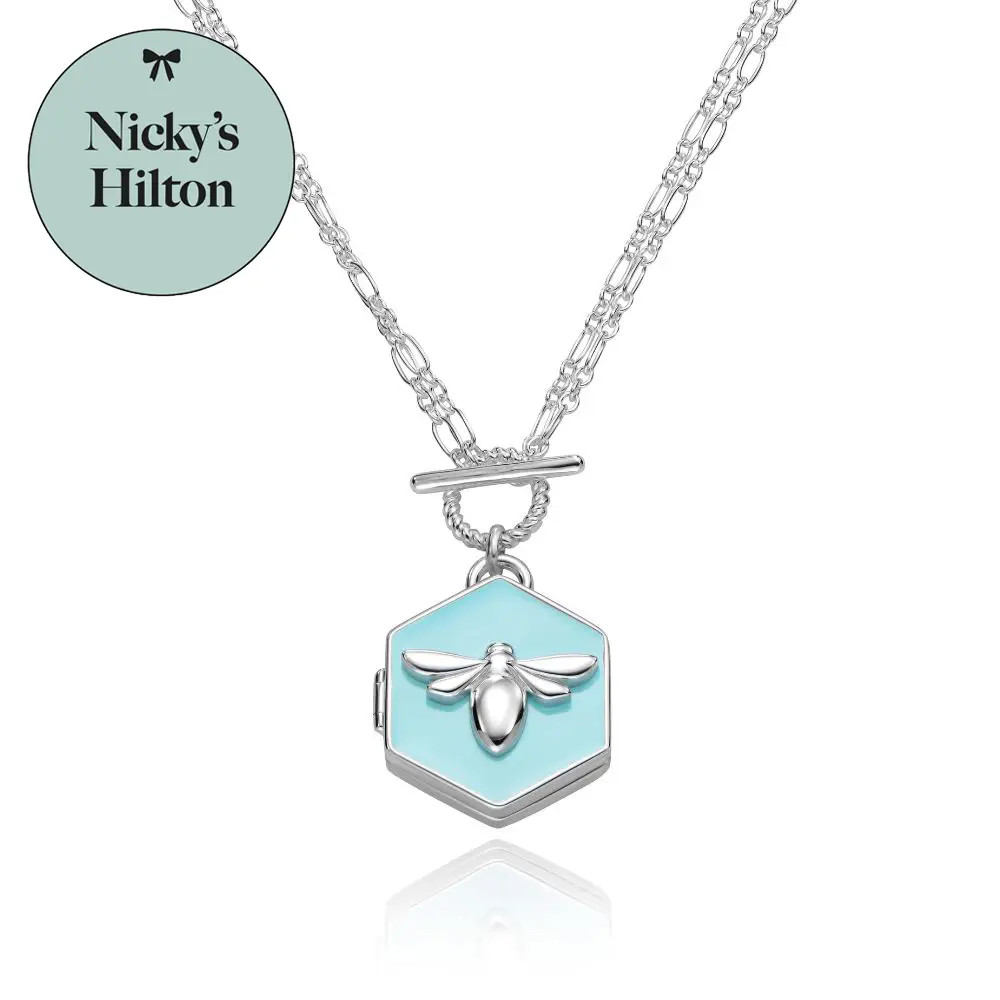 Bee Loved Photo Locket with Blue Enamel | Theo Grace