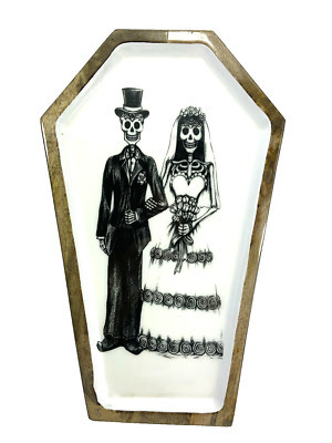 SPOOKY COUPLE COFFIN 17" X 10" Serving Platter Tray NEW | eBay US
