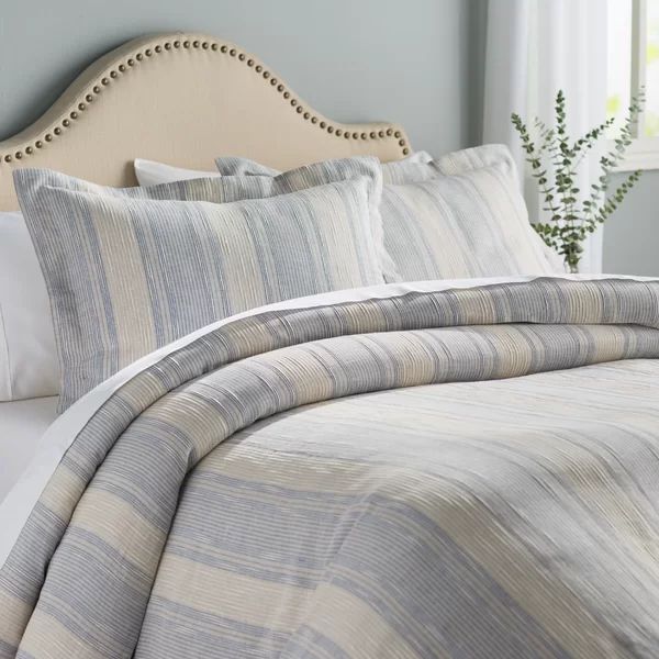 Dorian Blue/Beige Linen Coastal Duvet Cover | Wayfair North America