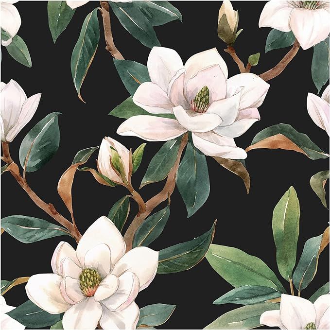 HaokHome 93086 Vintage Floral Peel and Stick Wallpaper Black/White/Green Removable for Bedroom De... | Amazon (US)