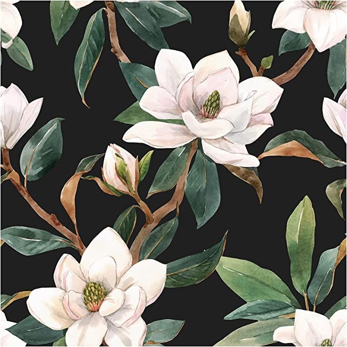 HaokHome 93086 Vintage Floral Peel and Stick Wallpaper Black/White/Green Removable for Bedroom De... | Amazon (US)