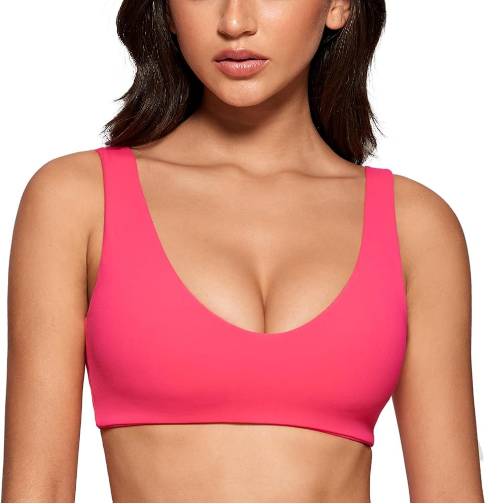 Womens U-Neck Sports Bra Padded U Back Medium Impact Fitness Yoga Bar Workout Crop Top with Built... | Amazon (US)