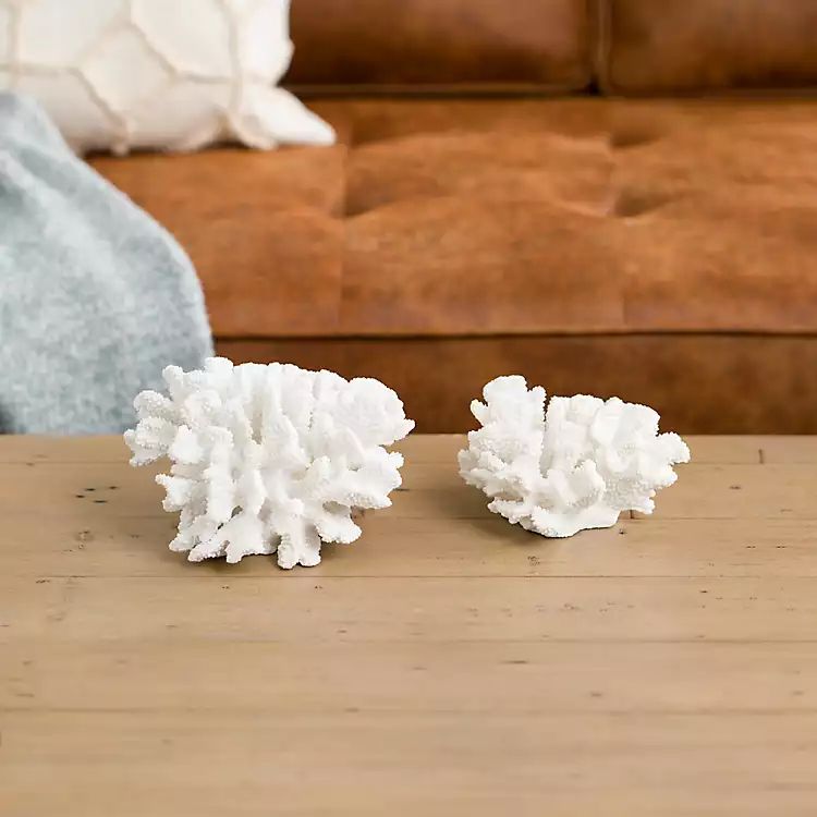 New! White Coral Statues, Set of 2 | Kirkland's Home